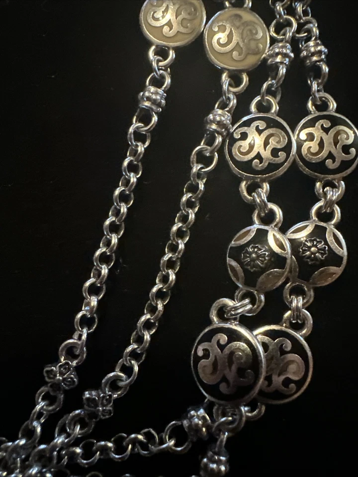 Brighton Cream And Brown Swirl Enamel Long Station Necklaces 36 In Lot Of 2 - Image 2 of 4