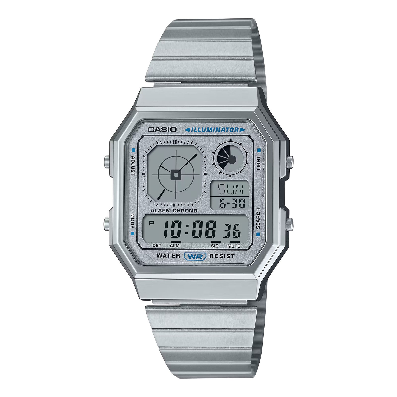 Casio Unisex A130WE-7AEF Collection 34mm Quartz Watch in Silver - Image 3