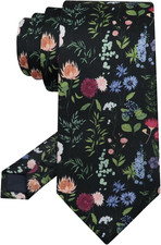 Floral Ties for Men 2.56" Colorful Mens Skinny Tie Cotton Neckties for Wedding,