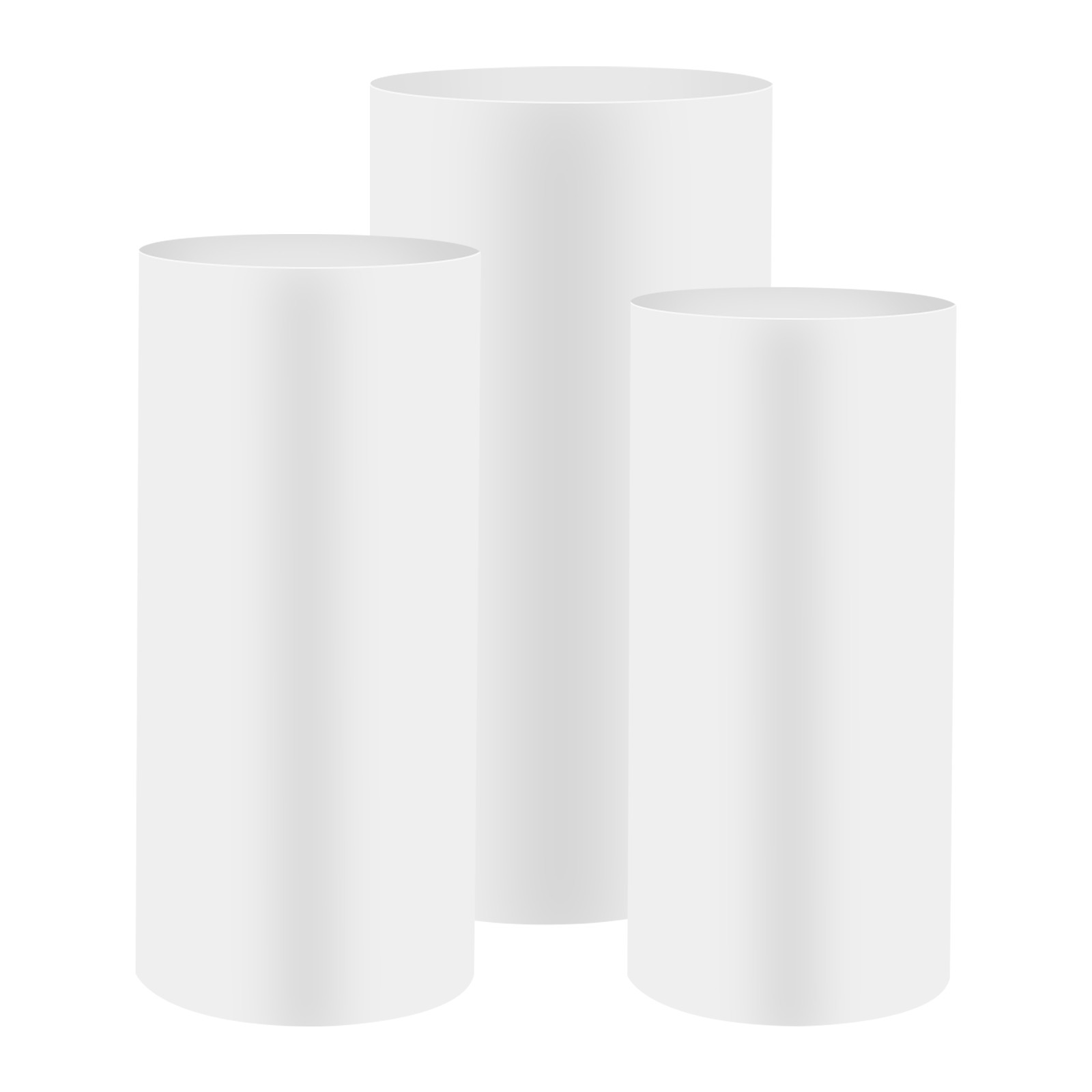 3*Cylinder Pedestal Stands Metal Display Pedestal Stands White for Wedding Decor