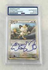 Steve Aoki Signed Card 1995 Pokemon Meowth Japanese PSA/DNA COA