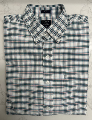J.CREW Flex Oxford Plaid Button-Down Cotton Shirt Long Sleeve Slim Fit M