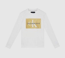  199 Calvin Klein Men White Long-Sleeve Logo Crew-Neck Top Sweater XL