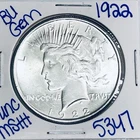 1922 BU UNCIRCULATED SILVER PEACE DOLLAR AUTHENTIC U.S. MINT FREE SHIPPING 5347