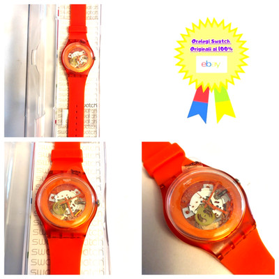 Swatch New Gent SUOO100 Vintage Armbanduhr NOS Orange Lacquered