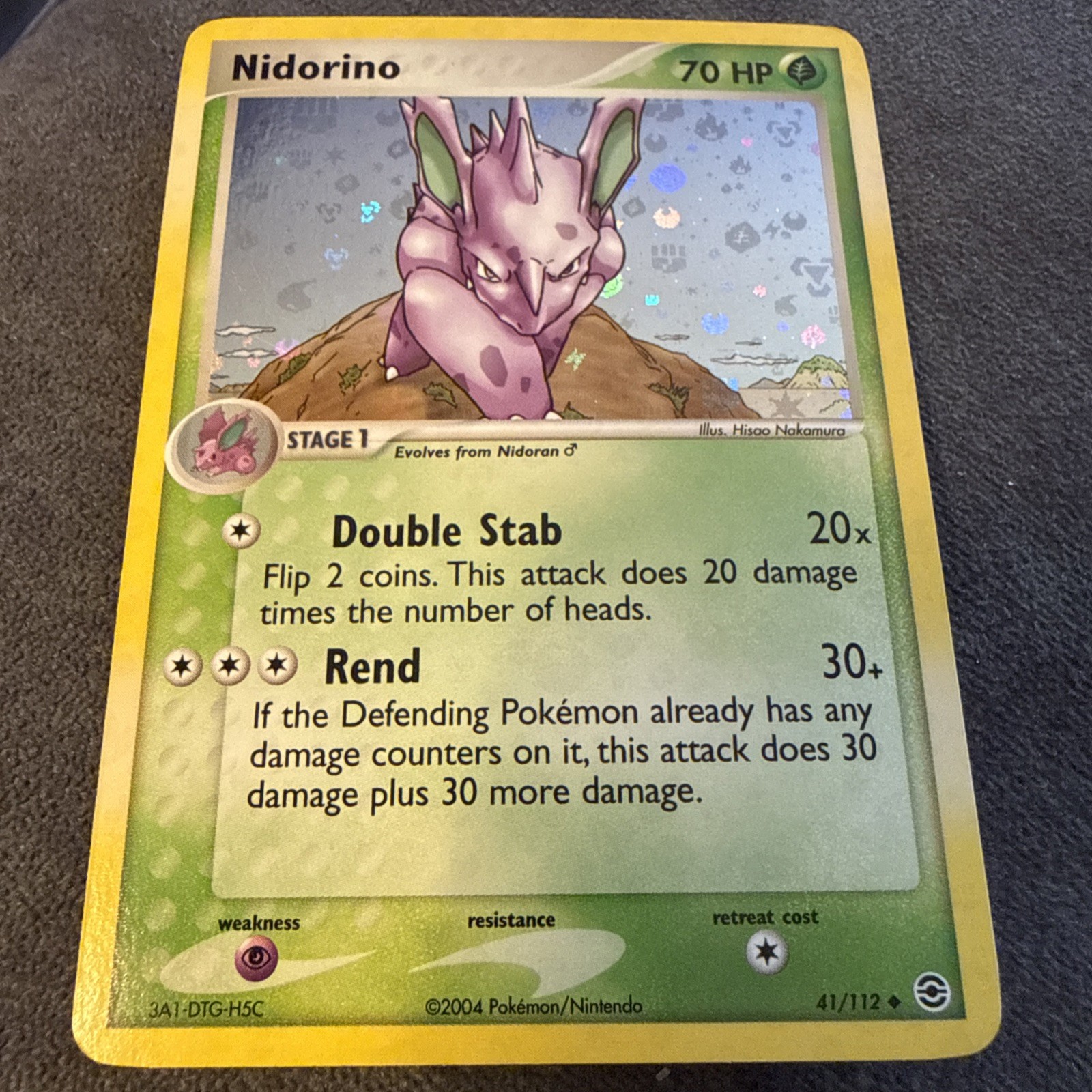 Pokemon FireRed LeafGreen Nidorino Reverse Holo 41/112 NEAR MINT 22 years old!!