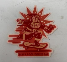 Black Rock Coffee Bar December 2025 Sticker Santa Claus on Skateboard