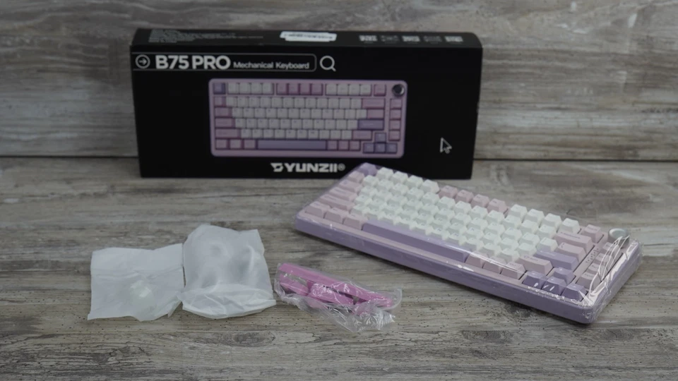 YUNZII B75 PRO Wireless Tri-Mode Mechanical Keyboard Gasket Hot Swap Purple/Pink