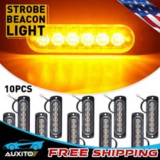 6 10X LED Amber Grill Side Marker Strobe Emergency Light Bar Kit Tow Truck