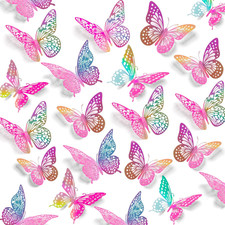 3D Butterfly Wall Decor 48 Pcs Laser Purple Butterfly Decorations