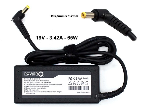 PowerQ 65W 19V 3,42A Notebook-Netzteil LadegeräT 5,5X1,7Mm Schwarz FüR Acer-image