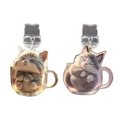 Dust Plug Charm Cat Acrylic Waterproof Dustproof Protector 2-Piece Dust Plug