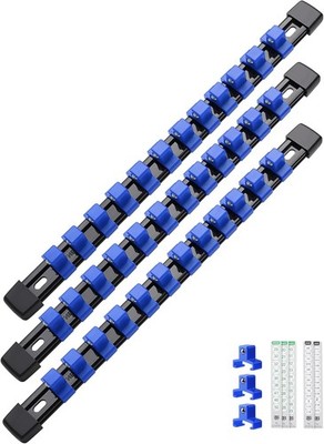 3PC ABS Socket Organizer, Socket Rails Fit 1/2 inch Drive