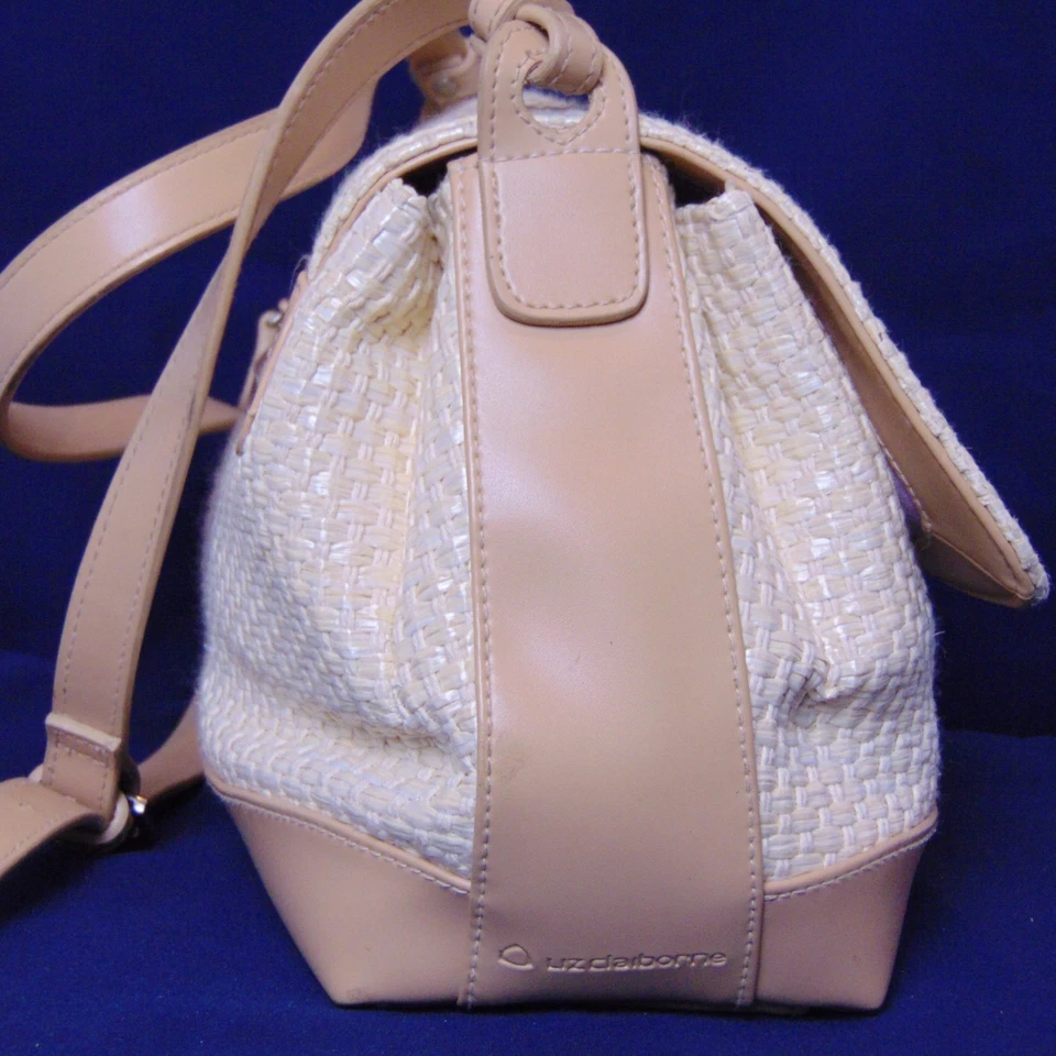 Bolso Bandolera Liz Claiborne Y2K Tejido Paja Beige Lila Forrado Verano Cartera Foto 4 de 4