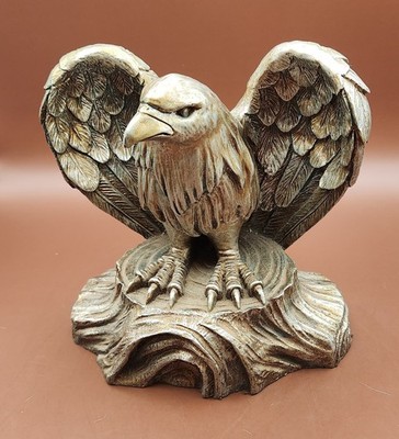 Majestic Bald Eagle Statue Cold Cast Bronze Resin Wings Spread 6.5'' Heavy 2.3lbs