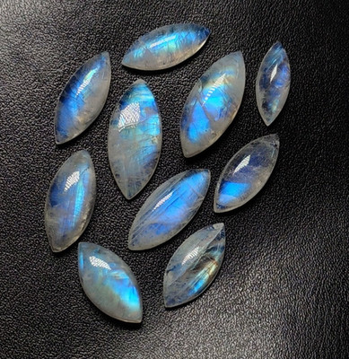 AAA Quality Rainbow Moonstone Blue Flash Fire Marquise ShapeCabochon7x17.5-11x24