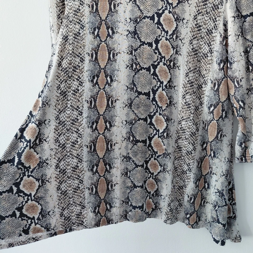 NOUVELLE Jersey Top Size 14-UK Brown Cream Snake Print Stretchy Tunic  - Image 3 of 4