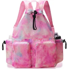 Mesh Drawstring Backpack for Swimmers Women Men Swim Team Gear Beach Bag