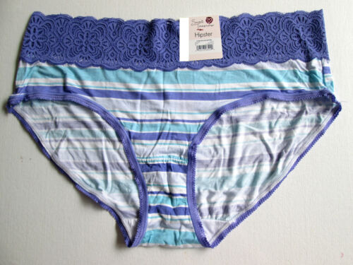 NEW 9 XXL 20 Secret Treasures Purple Stripe Lace Hipster Panty Underwear Plus - Picture 1 of 4