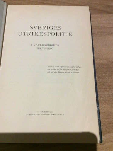 1915 SVERIGES UTRIKESPOLITIK - VINTAGE SWEDEN BOOK HARDBACK- FREEPOST UK - Imagen 5 de 12