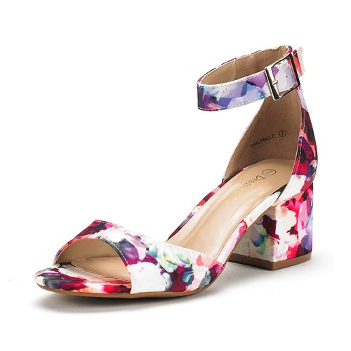 Women Ankle Strap Open Toe Low Chunky Block Heel Sandals Dress Wedding Sandals - Picture 24 of 77