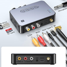 4in1 Bluetooth 5.1 Transmitter Receiver Wireless AUX NFC to RCA Audio Adapter FM