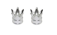 BMX CROWN SCHRADER VALVE CAPS - PAIR CHROME