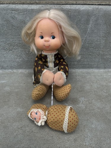 Vtg Mattel 1974 1975 Mama & Baby Beans Blond Hair Green Eyes Mom Doll Rare Brown - Picture 4 of 10