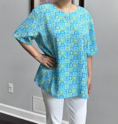 Notations blue green top shirt size XL