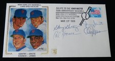 1969 NEW YORK METS AUTOGRAPHED 1989 FIRST DAY COVER - Cleon Jones, Jerry Grote,