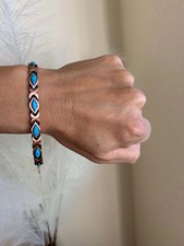 Real Turquoise Pure Copper Magnetic Bracelet Balance Power Energy Arthritis Pain