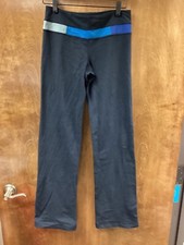 Women "Lululemon" black/blue yoga pants No Size . Waist 13.5 Inseam 31" P.O.