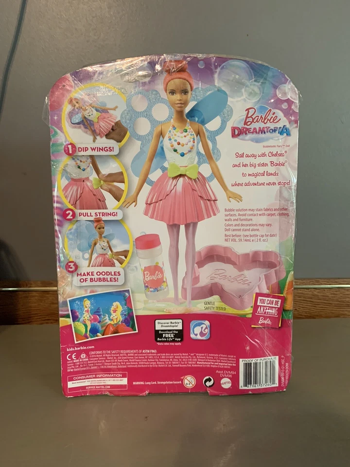 Nueva Barbie Dreamtopia Bubbletastic Fairy Mattel 2016 rosa burbuja rara nueva en caja Foto 3 de 4