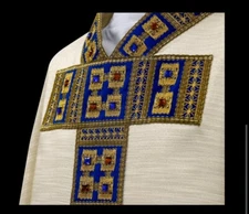 Ecru Marian Messgewand  Chasuble Vestment Kasel
