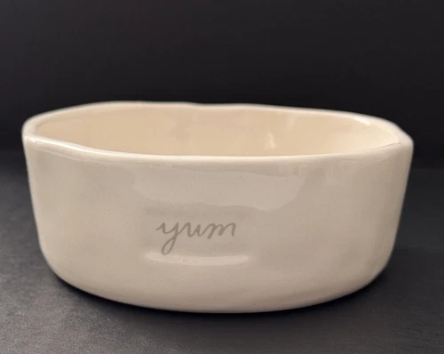 Rae Dunn Magenta Artisan Collection YUM 5” Cat Bowl Food Water Scalloped Edge
