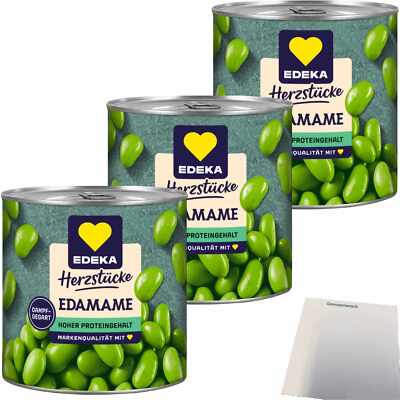 Edeka Herzstücke Edamame grüne Sojabohnen Dampfgegart 3x140g Dose usy Block