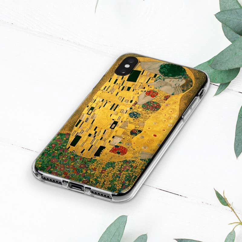 Funda Pintura Retro Gustav Klimt El Beso Para iPhone X 11 12 13 14 15 Pro Max XR Foto 2 de 2