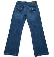 TK Axel Jeans Men 34x30 Slim Boot Cut Dark Wash Denim Pants Flap Pockets Faded