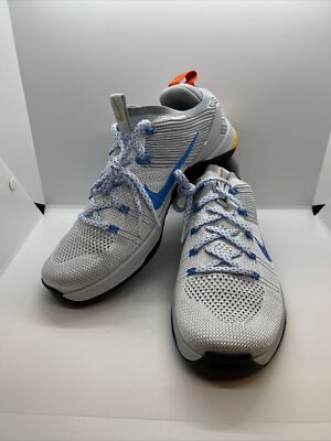 NEW Nike Metcon Mens DSX Flyknit Gray Platinum Blue Yellow
