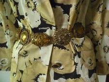 CHICO'S Rhinestone Faux Quartz Medallion Concho Chain Belt 21" - 67" Long