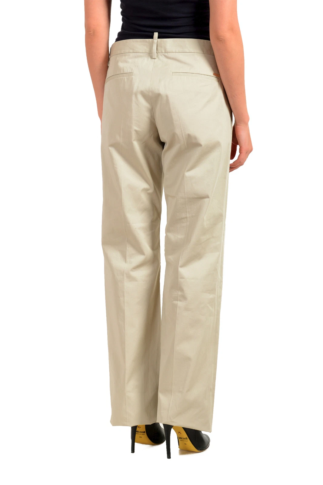 Dsquared2 Pantaloni anteriori piatti donna beige US S IT 40