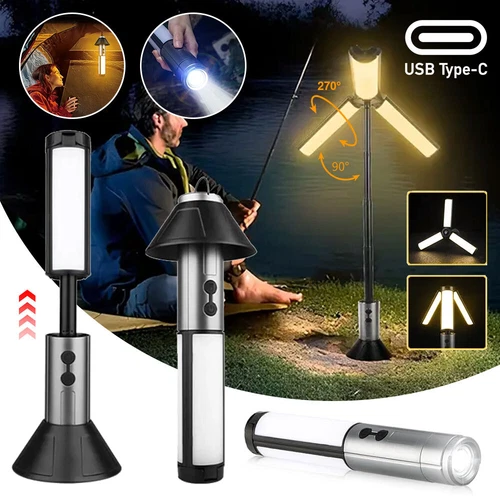 Faltbare LED Taschenlampe Nachtlicht Outdoor Camping Lampe Notfall Stativ Wiederaufladbar - Bild 1 von 18