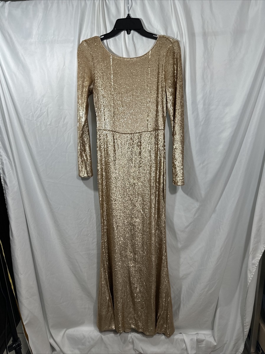 Donna Karan ゴールドアクセントシースワンピース NEW $650 Donna Karan New York [ 4 ] Long Sleeve Stacked