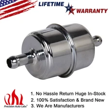 Fuel Filter 3/8" Inline Hose Chrome Canister Carbureted Hi/Lo for Chevy Ford USA