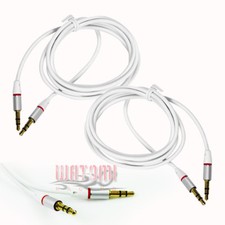2X 3.5MM AUX MALE AUDIO EXTENSION CABLE CORD WHITE FOR GALAXY S4 S3 NOTE 3 NEXUS