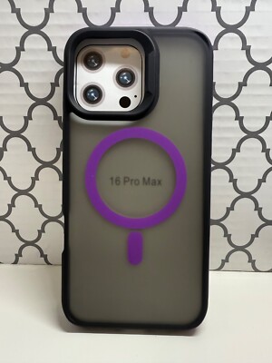 iphone 16 pro max case black and purple translucent mag safe