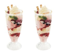 Set of 2 Milkshake Glasses 360ml Knickerbocker Glory Dessert Sundae Glasses