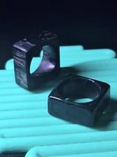 Modern minimalist square forged carbon fibre statement ring