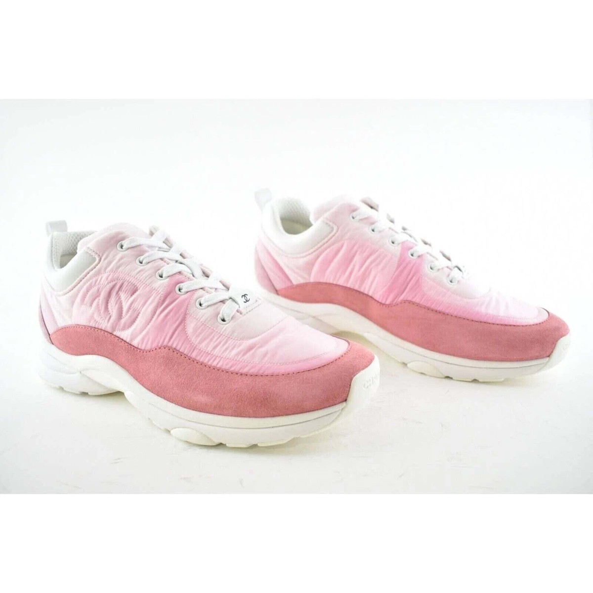 Chanel Pink Suede Calfskin & Nylon Sneakers G37137 Y55131 SIZE 46 US 13 MENS Chanel Wmns Suede Calfskin Sneaker  main image 4