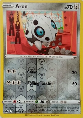 109/198 Aron Reverse Holo Chilling Reign Pokemon Karte